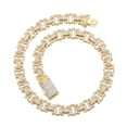 thumbnail image 1 of FEEL STYLE Male Zircon Gold Plated Byzantium Link Chain Necklace for Men Women 12MM 18", 1 of 5