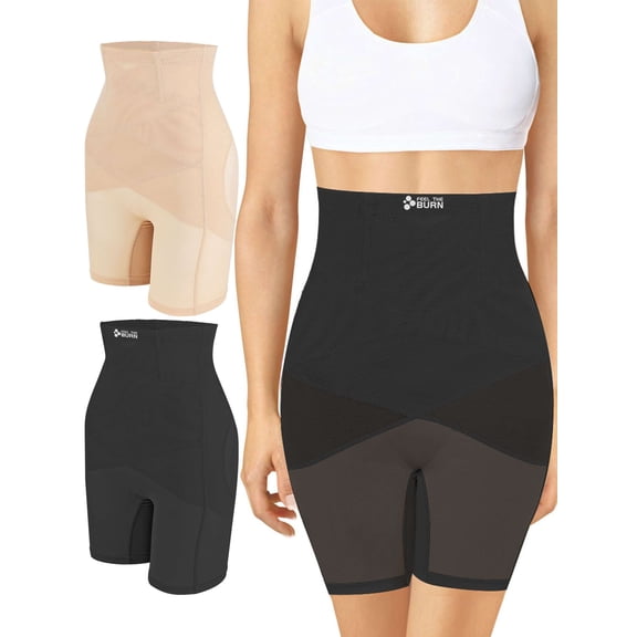 FEEL THE BURN High Waisted Body Shaper Shorts Shapewear for Women Tummy Control Thigh Slimming Technology
