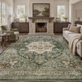 thumbnail image 1 of FEELHOME 8'x10' Rugs for Living Room, Washable Vintage Area Rug for Bedroom Dining Room, Soft Non-Slip Carpet Indoor Floor Rug for Office Home Decor, Green, 1 of 7