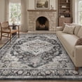 thumbnail image 1 of FEELHOME 9'x12' Area Rug Machine Washable Soft Vintage Distressed Non Slip Carpet for Living Room Bedroom Dining Room Black, 1 of 7