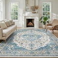 thumbnail image 1 of FEELHOME 9'x12' Area Rug Machine Washable Soft Vintage Distressed Non Slip Carpet for Living Room Bedroom Dining Room Light Blue, 1 of 6