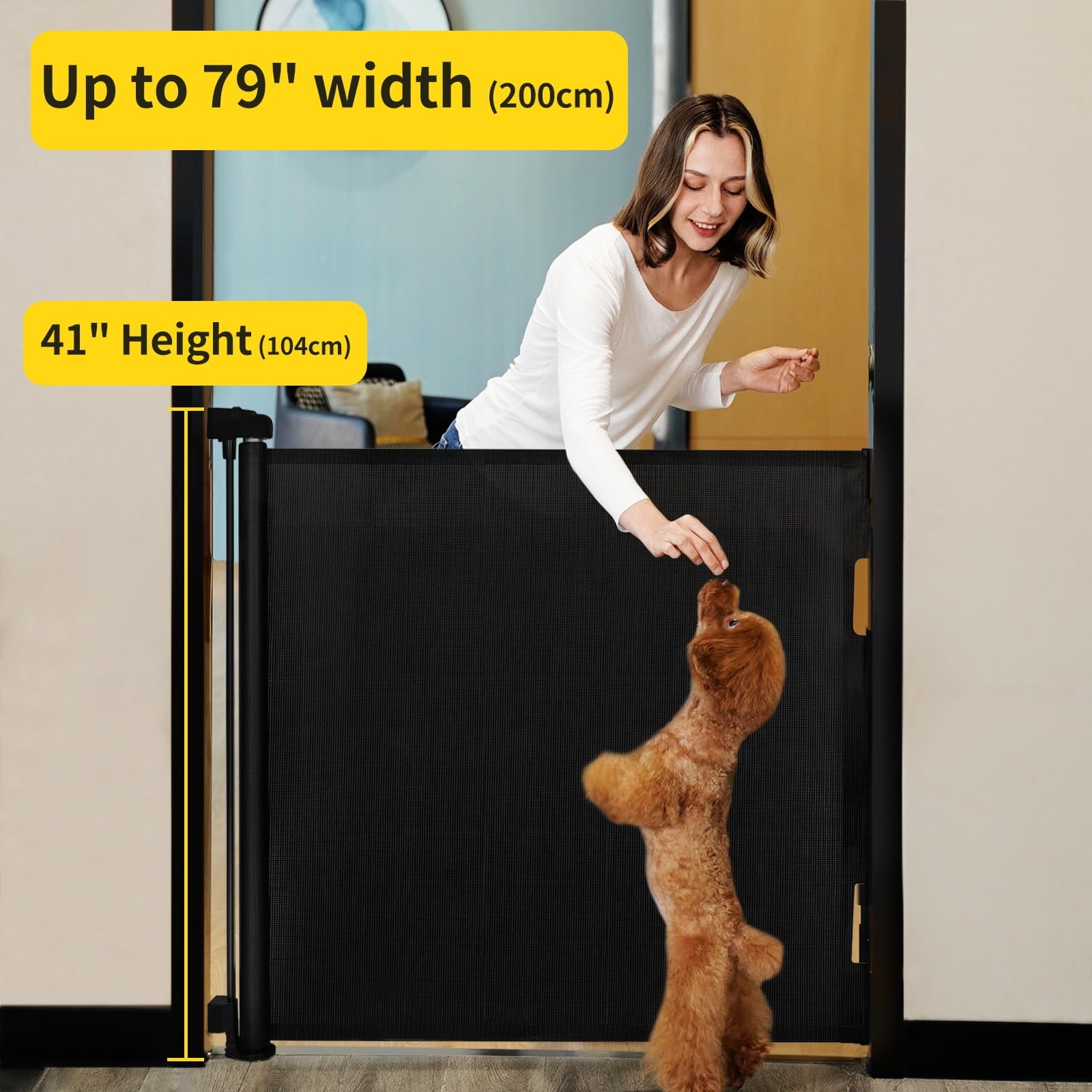 Retractable Baby Gate Mesh Baby Gate or Mesh Dog Gate 33 Tall Extends up to 55 Wide Child Safety Gate for Doorways Stairs Hallways