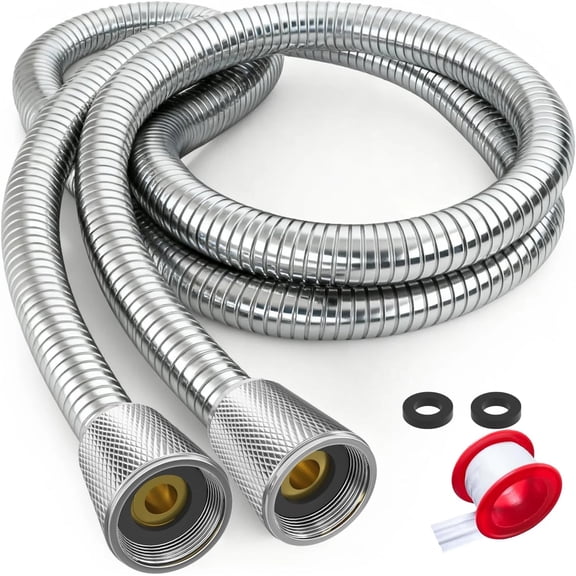 FEELSO 72'' Stainless Steel Shower Hose, Anti-Kink & Leakproof G1/2 Universal Fit, Replacement for Handheld Shower, Silver