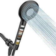 FEELSO Filtered Shower Head with Handheld, High Pressure 3 Spray Mode Showerhead with 15 Stage Water Softener Filters Beads for Hard Water - Reduces Dry Itchy Skin, Matte Black