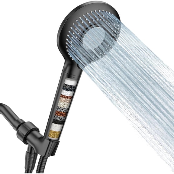 Shower Head and Hard Water Showerhead Filters Combo, 2-in-1 15 Stages Filter High Pressure Showerhead