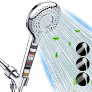 FEELSO High Pressure 3 Spray Showerhead, Filtered Shower Head with Handheld, Includes 60" Hose & 15-Stage Filter for Hard Water - Promotes Softer Skin
