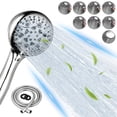 thumbnail image 1 of FEELSO Handheld Showerhead for Bathing 8 Spray Modes Stainless Steel High Pressure Shower Head, Chrome with 59" Hose, 1 of 11
