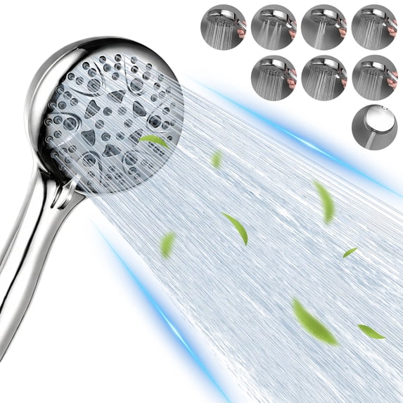 FEELSO Handheld Showerhead for Bathing 8 Spray Modes Stainless Steel High Pressure Shower Head, Chrome