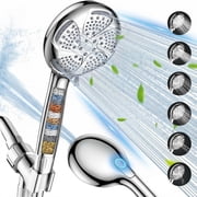 FEELSO High Pressure Shower Head with Handheld, 7 Spray Filtered Showerhead with Filters for Hard Water, Anti-clog Nozzles