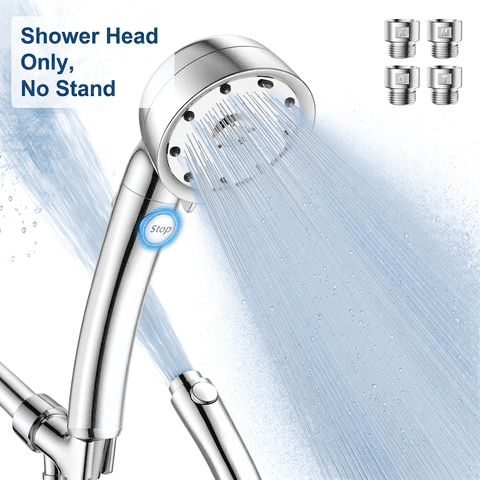 FEELSO High Pressure Showerhead with Handheld, 6+1 Modes, Nano-Bubble, 200% Boost, One-Button Stop, Shower Head Only, No Stand