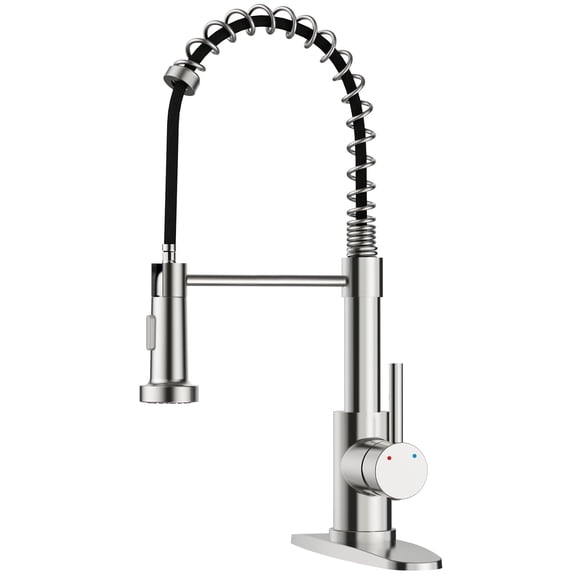 FEELSO Kitchen Faucets with Pull Down Sprayer, Single Handle SUS 304 Stainless Steel Commercial Style Kitchen Sink Faucet for RV Farmhouse, Silver