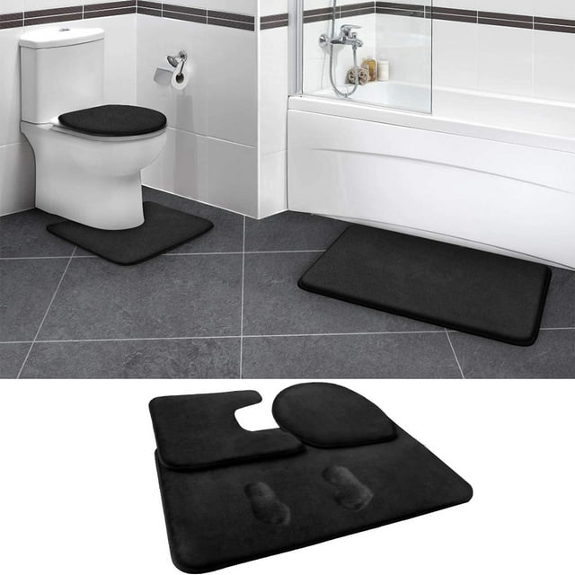 FEELSO Memory Foam Bath Mat Set, 3 Piece Bathroom Rugs Non Slip and