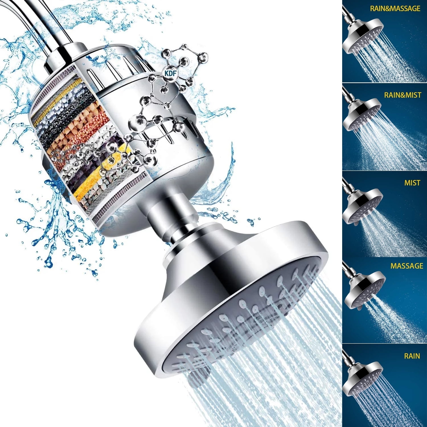 Filtered Shower Head, 20 Stage Shower Filter Cartridge for Hard Water, 3  Shower Modes, 360 Adjustable, High Pressure, Easy Installation