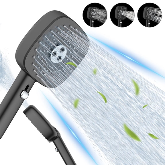 FEELSO Shower Head with Handheld, 4 Spray Mode High Pressure Showerhead for Bathroom Tub, Black