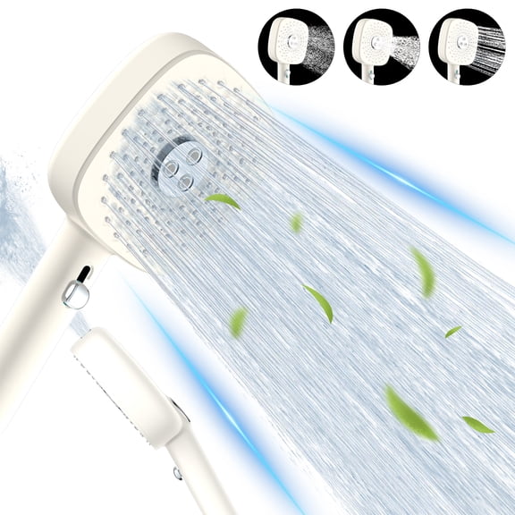 FEELSO Shower Head with Handheld, 4 Spray Mode High Pressure Showerhead for Bathroom Tub, White
