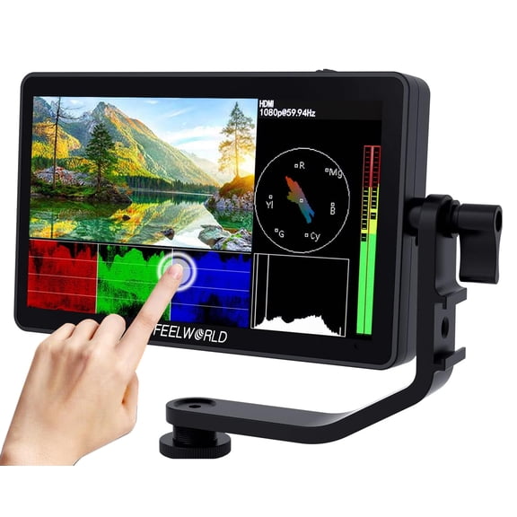 FEELWORLD F6 PLUS 6 Inch On- Field Kit 3D LUT Video Assist with Tilt Arm Support 4K Input & Output 1920*1080 Pixels IPS Touchscreen