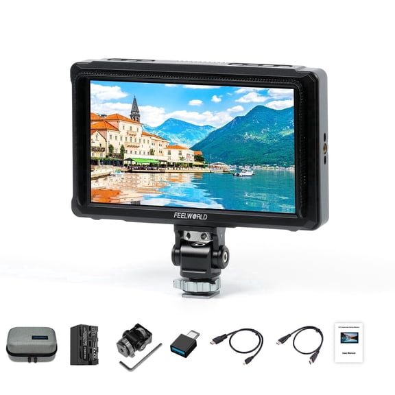 FEELWORLD FW568 PRO 6 inch DSLR Camera Field Monitor, 1200cd/m², 1920x1080P, Battery and Case