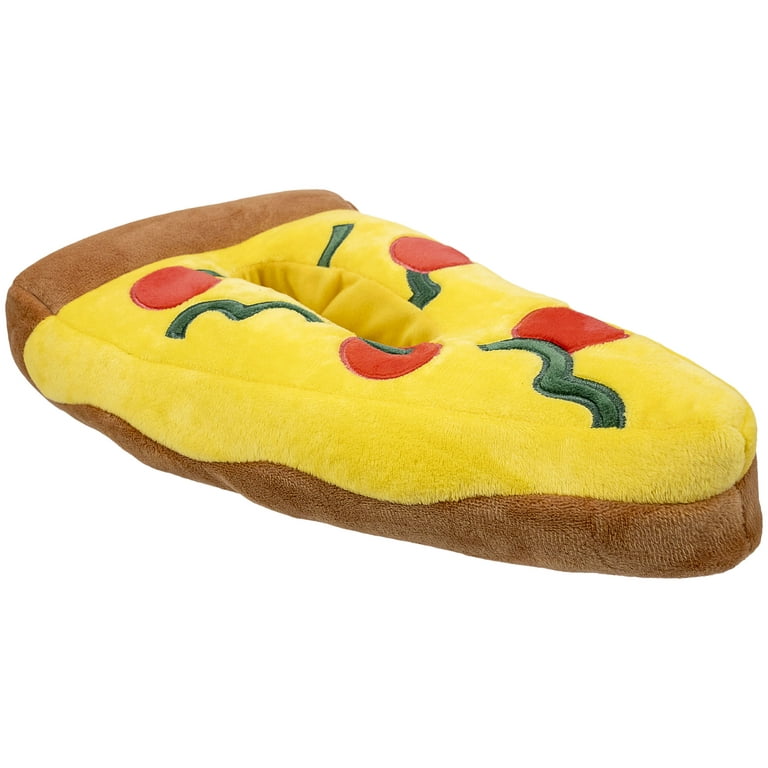 FEETMOJI Men's Plush Pizza Novelty House Shoes, Size 7-9 /Women's