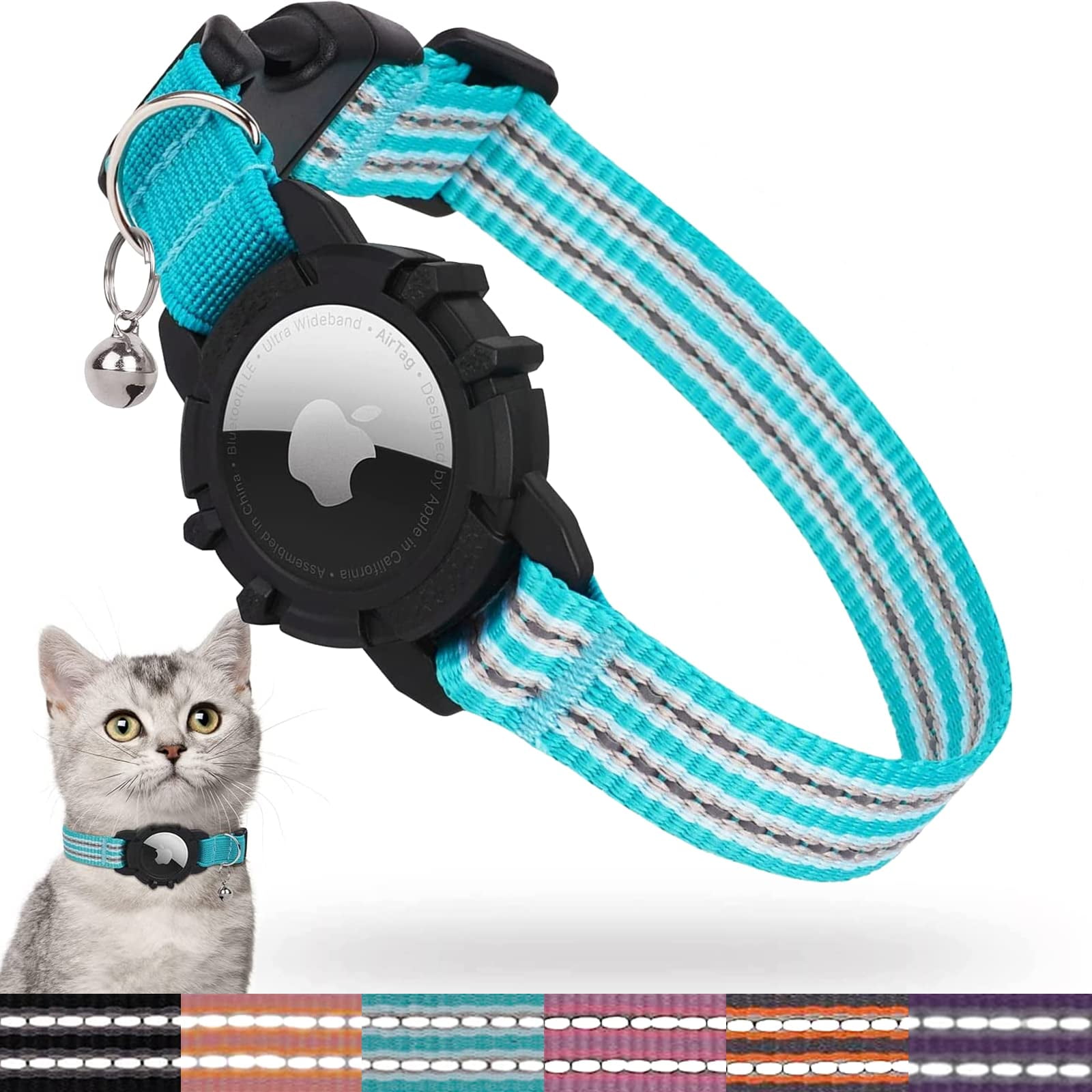 FEEYAR AirTag Cat Collar, Integrated Kitten Collar with Apple AirTag