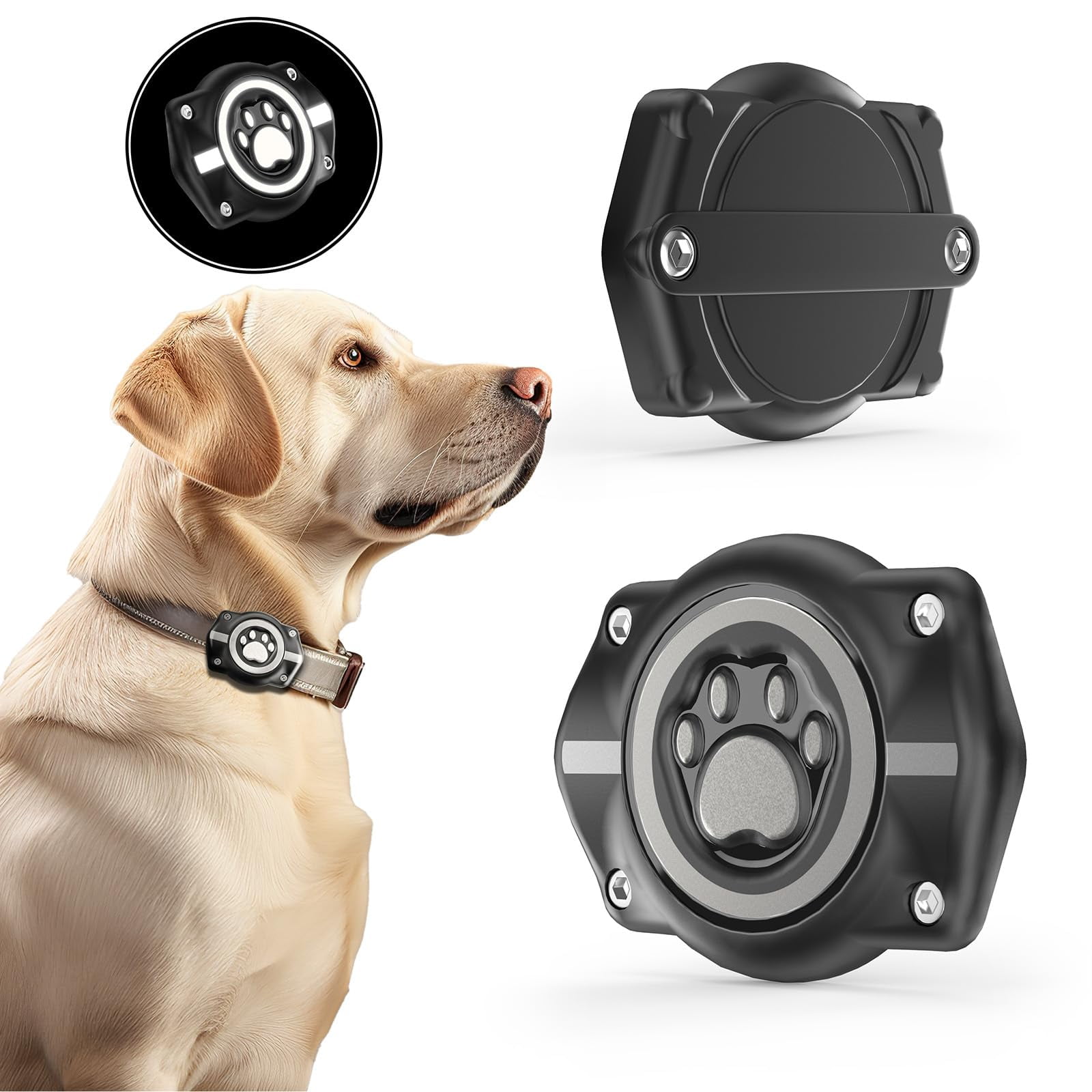 FEEYAR Reflective AirTag Dog Collar Holder(2 Pack), IP68 Waterproof Airtag Holder for Dog Collar