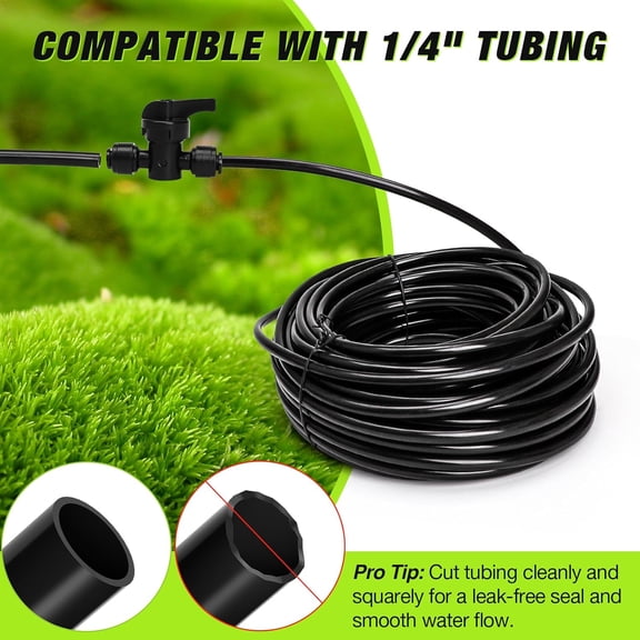 FEFEDFAA-1/4 Inch Push-to-Connect Valves, 12 Pack  On/Off Flow Control for Drip Irrigation in Garden, Lawn, Greenhouse