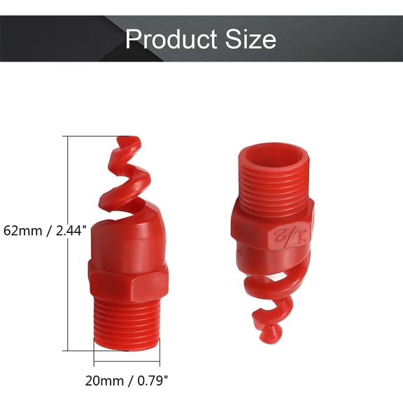FEFEDFAA-10Pcs Spiral Cone Atomization Nozzle, 1/2BSPF PP Dust Remove Sprayer Sprinkler for Gas Cooling, Washing, Fire Proof(Red)