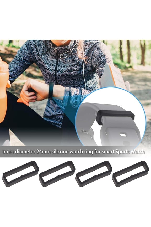 -10x 22/24mm Smartwatch Strap Ring Keeper Black Watch Band Ring Holder Watch Band Loop Replacement Silicone for Sport Watch