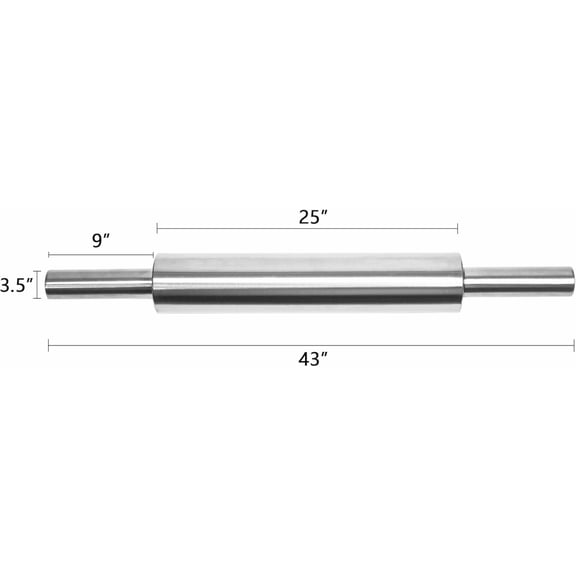 FEFEDFAA-17-Inch Stainless Steel Rolling Pin for Baking - Heavy Duty Metal Dough Roller with Non-Slip Handles for Pizza, Chapati, Cookies & Pastry - Dishwasher Safe