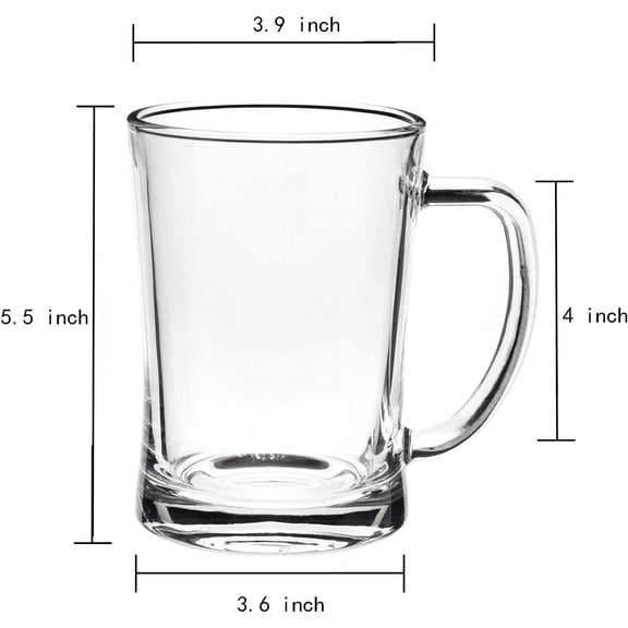 FEFEDFAA-2 Pack Heavy Large Beer Glasses with Handle - 22 Ounce Glass Beer Steins, Traditional Beer Mug glasses Set