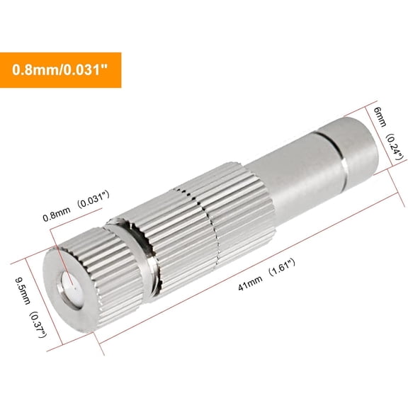 FEFEDFAA-20pcs Brass Mister Nozzles, 6mm Misting Nozzles for Outdoor Cooling System, Landscaping, Air Humidification, Greenhouse Irrigation (with Filter, 0.031"/0.8mm Orifice)