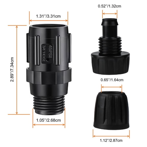 FEFEDFAA-25 PSI Pressure Regulator 3/4" FHT  3/4" MHT Pressure Reducer Low Flow Valve for Drip Irrigation System, 3/4" to 1/2" Drip Irrigation Faucet Hose Adapter