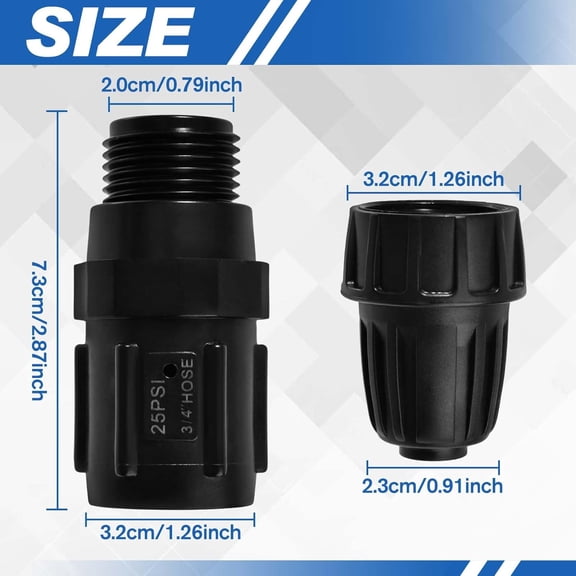 FEFEDFAA-25 Psi Drip Irrigation Pressure Regulator Faucet Adapter Kit Pressure Reducer Low Flow Valve Great for Drip Irrigation System Distributing Regulator Parts Emitters Hose Thread