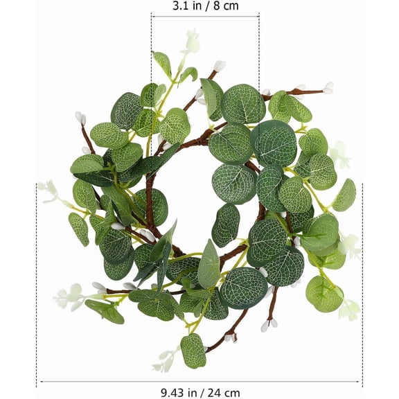 FEFEDFAA-2Pcs Eucalyptus Candle Ring Wreaths - 3.1" Greenery Mini Wreaths for Pillar - Artificial Silk Leaf Candle Rings for Easter, Spring Table Centerpiece, Farmhouse Home Decor