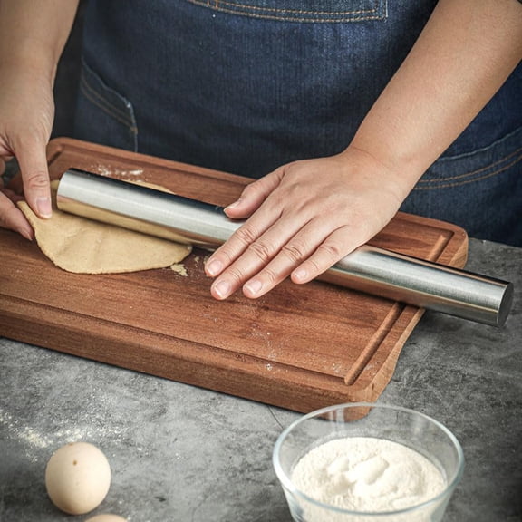 FEFEDFAA-2pcs Stainless Steel Rolling Pin Nonstick Dough Roller Kitchen Baker Rolling Pin for Dumpling Pie Bread Pizza Pastry Cookies