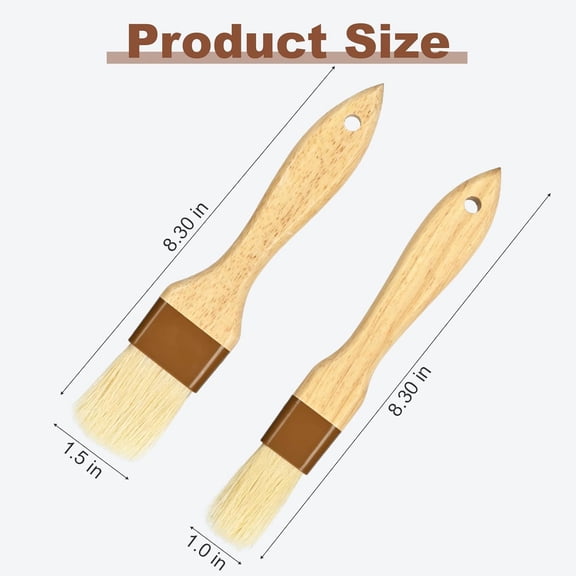 FEFEDFAA-4 pcs Pastry Brush, Natural Bristle Basting Brush for Cooking and Baking, Premium BBQ Brushes for Butter, Oil, Egg, Sauce, Turkey, Marinade and Kitchen Food by
