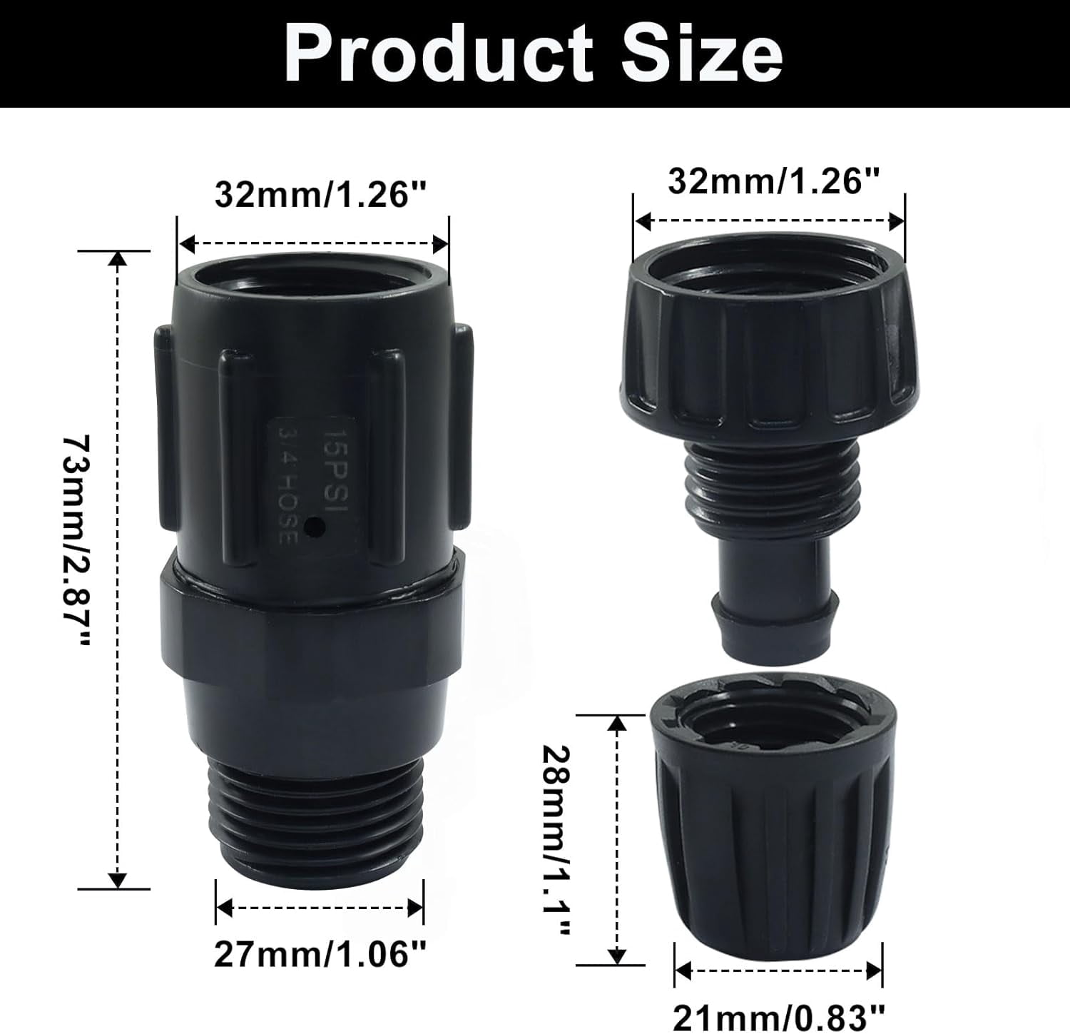 FEFEDFAA-5 Pack 15 PSI Drip Irrigation Pressure Regulator Kit, 3/4