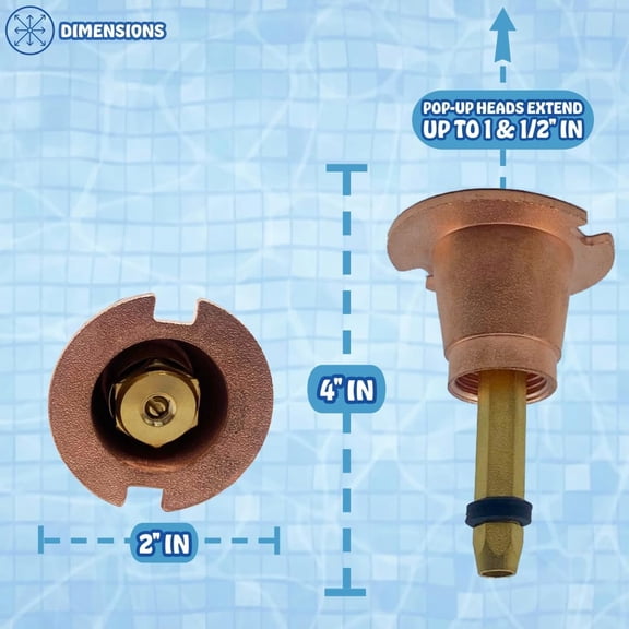 FEFEDFAA-(5 Pack) Brass Pop-Up Flush Head Sprinkler with Full Pattern Spray Nozzle - Compatible with Flush Heads from Orbit, Champion and Other Major Brands - 1- Inch Pop-Up Height