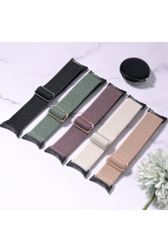 -5 Pack Stretchy Nylon Compatible with Google Pixel Watch 4 3 41mm Band/Google Pixel 2/Google Pixel Watch Band for Women Men, Elastic Adjustable Straps Soft Sport Wristbands