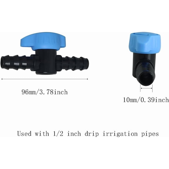 FEFEDFAA-6PCS Drip Irrigation 1/2 inch Barbed Valve Shut Off Valve Fits for 1/2 Inch Drip Irrigation Tubing for Drip or Sprinkler Systems, blue black