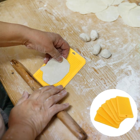 FEFEDFAA-6pcs Gnocchi Boards Set - Kitchen Pasta Maker Tools with Rolling Pins & Scraper for Homemade Gnocchi, Pasta, and Dumpling Dough (Easy-Grip Plastic Rippled Design)