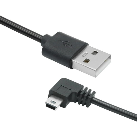 FEFEDFAA-90 Degree Dash Cam Mini USB Power Cord 11FT, Left Angle USB Car Camera Charging Cable, Power Only, Not Compatible with Garmin Devices