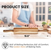 FEFEDFAA-Acacia Wood Rolling Pin for Baking, Kitchen Dough Roller With Handles, Rodillo Para Masa, Rolling Pin for Dough, Pizza,Bread, Fondant & Tortilla