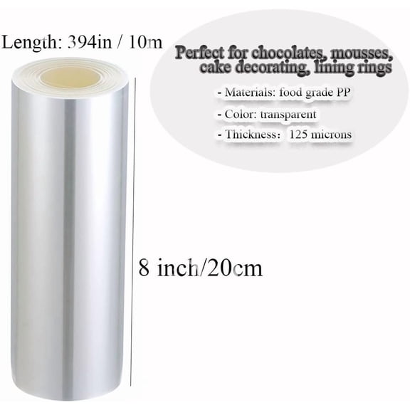 FEFEDFAA-Acetate Cake Collar 8 x 394inch Transparent Cake Rolls, Clear Acetate Sheets Mousse Chocolate Collar Acetate Roll for Baking Surrounding Edge Decorating