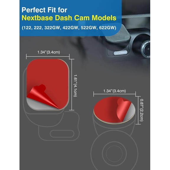 FEFEDFAA-Adhesive Pads for Dash Cam Mount  Replacement Mounting Tape Kit with Protective Static Film, Secure Hold & Clean Removal, Compatible with Nextbase 122, 222, 322GW, 422GW, 522GW, 622GW