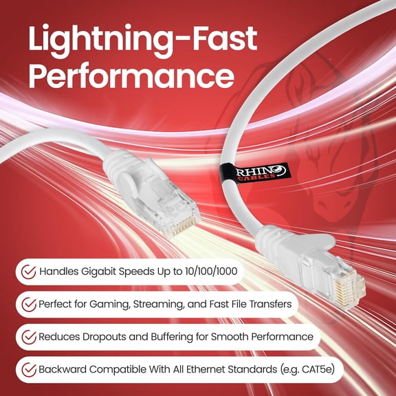 FEFEDFAA-CAT 6 High-Speed Gigabit Ethernet Cable - Patch Network Lead for LAN| Snagless UTP with LSZH Jacket | RJ45 Connector - Internet, Router, Modem, Smart TV, PC & More (0.4ft, White)
