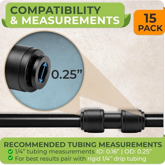 FEFEDFAA-Carpathen Drip Irrigation Parts - 15PCS 1/4 to 1/4 inch Couplers for Quick Connect Drip Irrigation System - Leak Free Coupling Connectors for 1/4" Tubing