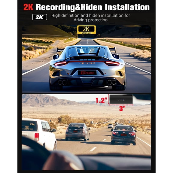 FEFEDFAA-Dash Cam 2K Car Camera,Mini Hidden Front Dash Camera for Cars,Free 32GB SD Card,Built-in WiFi,Night Vision,WDR,Loop Recording,G-Sensor,App Control,Support 256GB Max(C1)