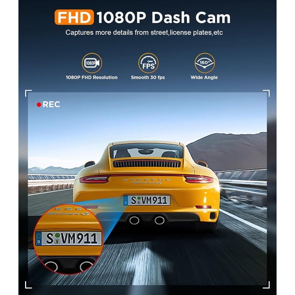 FEFEDFAA-Dash Cam Front, WiFi FHD 1080P Car Camera with 32G SD Card, Mini Dash cam for Cars with Night Vision, WDR, 160 Wide Angle, Loop Recording, G-Sensor, APP, 24 Hours Parking Mode Supports