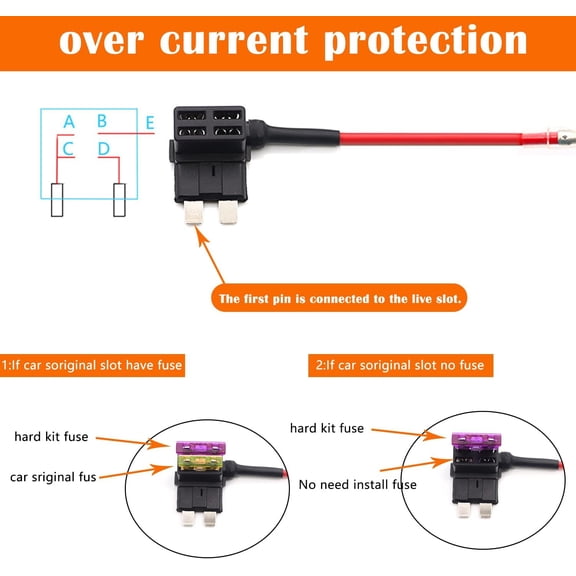 FEFEDFAA-Dash Cam Hardwire Kit,12ft Micro USB Hardwiring Kit Fuse for Dashcam,Car Charger 12V-24V to 5V Camera Charger Power Cord,with 4 Fuse Tap Cable and Installation Tool