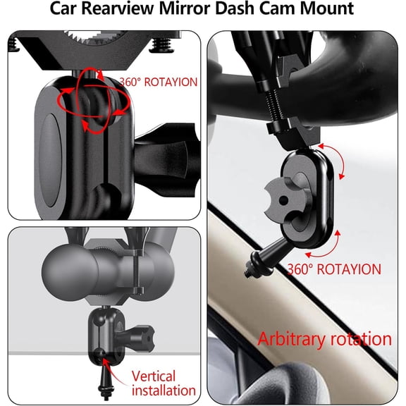 FEFEDFAA-Dash Cam Mount, Rearview Mirror Bracket Installation Kit, for Rove APEMAN CHORTAU VANTRUE Crosstour Old Shark GoPro Roav YI Z-Edge KDLINKS Falcon Zero Peztio and Most Dashcam DVR GPS,16 Conn